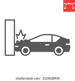 Car crash glyph icon, insurance and wreck, car accident vector icon, vector graphics, editable stroke solid sign, eps 10.