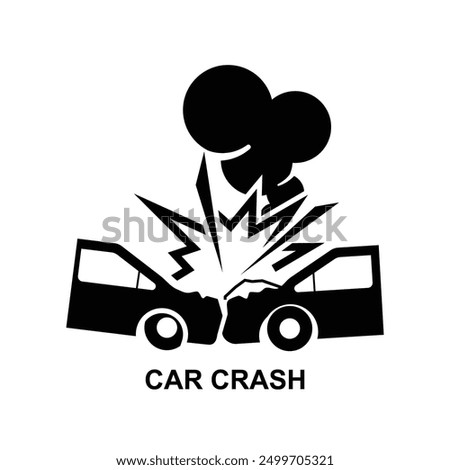 Car crash icon. Car accident icon isolated on background vector illustration.