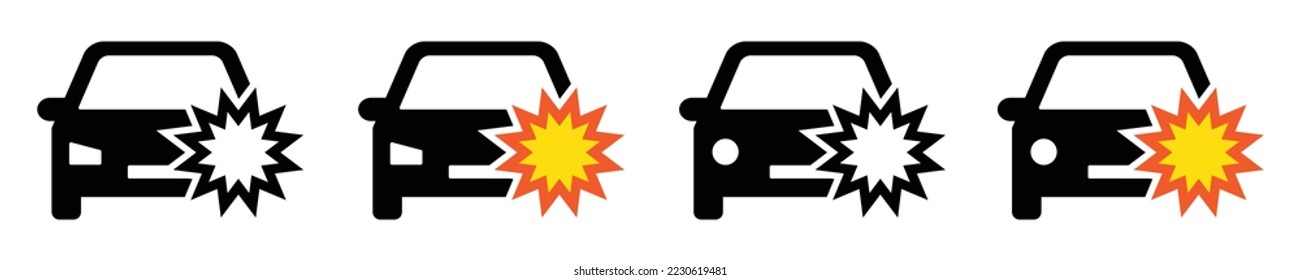 Car crash icon. Car accident icon, vector illustration