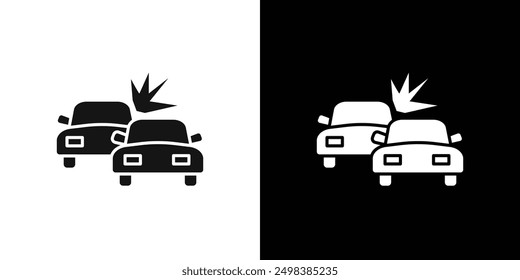 Car crash icon flat line symbol set.