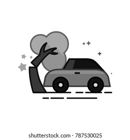 Car crash icon in flat outlined grayscale style. Vector illustration.