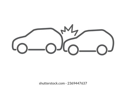 Icono de choque de auto aislado en fondo blanco. Ilustración del vector