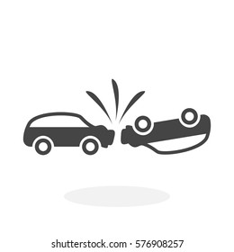 Car Crash Icon Isolated On White Background. Car Crash Vector Logo. Flat Design Style. Modern Vector Pictogram For Web Graphics - Stock Vector