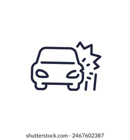 car crash icon, line vector pictogram on white