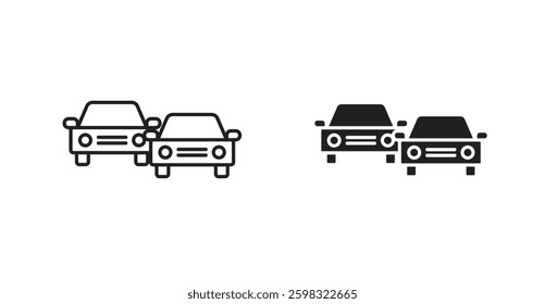 Car crash icon outlined icon vector collection.