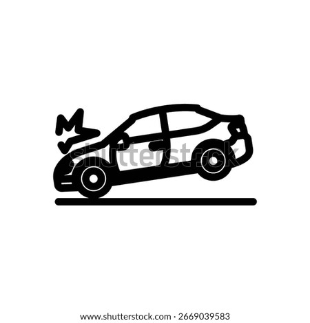 Car crash icon, representing a damaged vehicle after an accident.