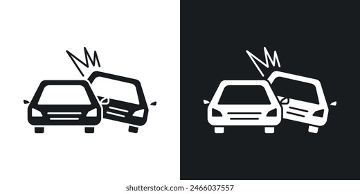 Car crash icon set. Vehicle collision vector symbol and road accident icon.
