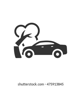 Car crash icon in single color. Automotive accident incident insurance claim