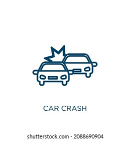 car crash icon. Thin linear car crash outline icon isolated on white background. Line vector car crash sign, symbol for web and mobile
