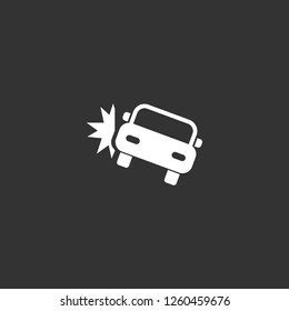 car crash icon vector. car crash sign on black background. car crash icon for web and app