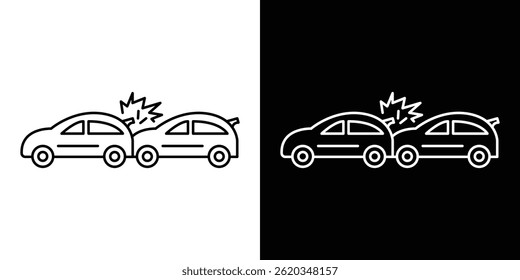 Vetor de ícone de acidente de carro para aplicativo móvel e Web. Símbolo isolado.