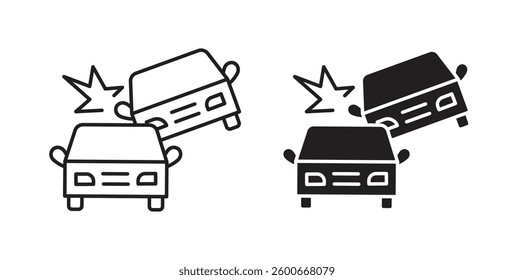 Car crash icons graphics set vectors