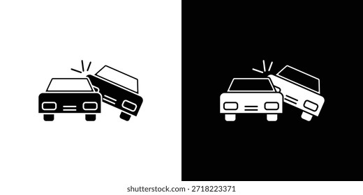 Iconos de accidente de coche. Vector Plantilla Ilustración Símbolo Píxeles Perfecto