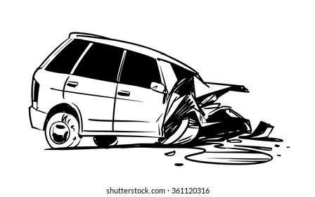 Car Crash Illustration Isolated On White Stock Vector (Royalty Free ...