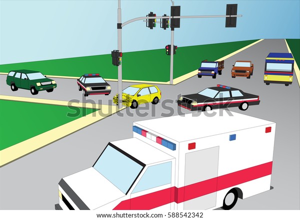 Car crash. isometric illustration. Accident\
situation danger  and accident road collision safety emergency\
transport. wide flat vector\
