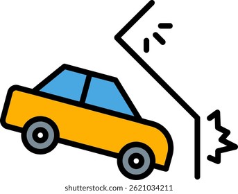 Car Crash Line Filled Vector Icon Design
