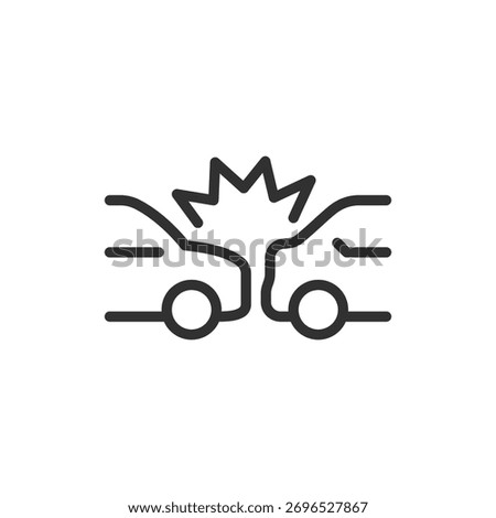Car crash, linear icon. Road accident and collision. Line with editable stroke.