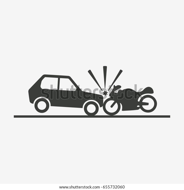 Car crash\
with motorcycle. Flat vector\
illustration