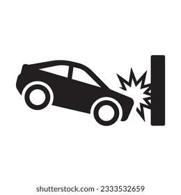 car crash on wall broken symbol icon vector set in isolated white background