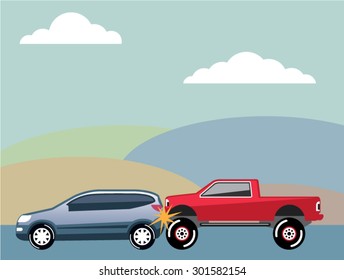 Car Crash Rear Ended Vehicle Vector 