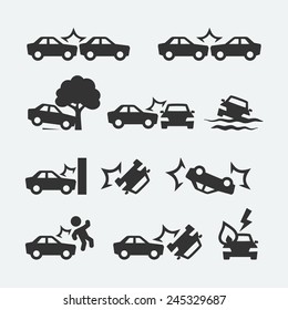 Car crash related icon set - Shutterstock ID 245329687