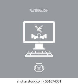 Car crash - Satellitar system for security - Vector flat icon