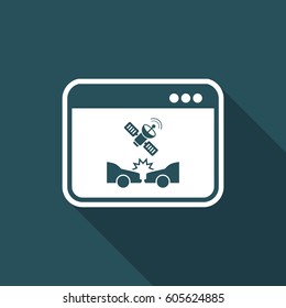 Car crash - Satellitar system for security - Vector flat icon