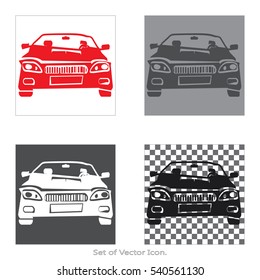 car crash Set icons with four Color Variations of flat style. Vector illustration.