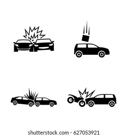 Car crash. Simple Related Vector Icons Set for Video, Mobile Apps, Web Sites, Print Projects and Your Design. Black Flat Illustration on White Background. svg