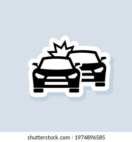 Car Crash Sticker, Logo, Icon. Vector. Accident Automobile Logo. Car Crash Icons. Vector On Isolated Background. EPS 10