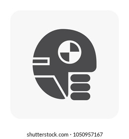 Car crash test icon on white.