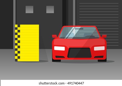 Car crash test vector illustration, auto safety test