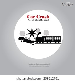 car crash train  vector,accident on the road,accident concept.vector illustration   