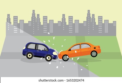 Car Crash Two Cars Hit Headon Stock Vector (Royalty Free) 1653202474 ...