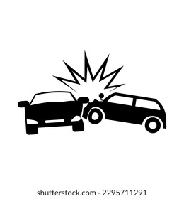 Car crash vector illustration in testing ground. A black car with