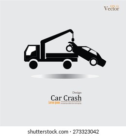 car crash  vector.car crash with crane truck .accident on the road.accident concept.vector illustration.       