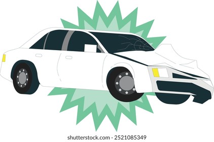 Ilustración vectorial de choque de coche en estilo de diseño plano.