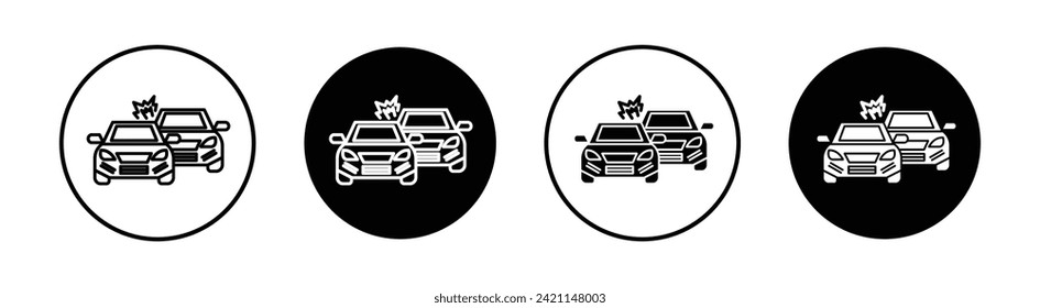 Car crash vector line icon illustration.