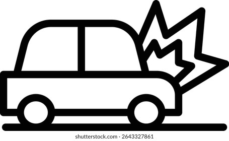 Car Crash Vector Line Icon Design