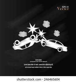car crash  vector on chalkboard,accident on the road,accident concept   