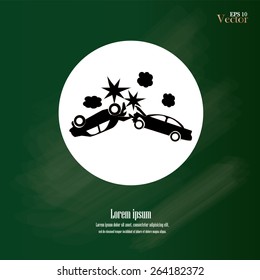 car crash  vector on chalkboard,accident on the road,accident concept   