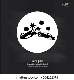 car crash  vector on chalkboard,accident on the road,accident concept   