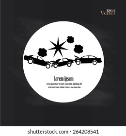 car crash  vector on chalkboard,accident on the road,accident concept   