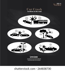 car crash  vector on chalkboard,accident on the road,accident concept   