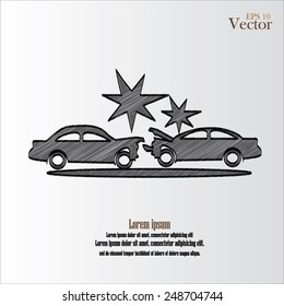 car crash  vector sketch,accident on the road,accident concept    