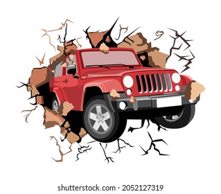 Car Crash Wall Illustration, Design For Wallpaper, Wall Decoration Etc.