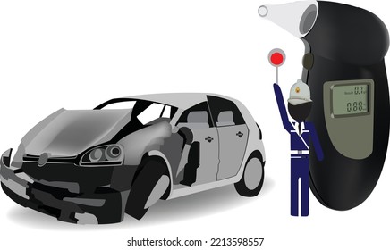 car crashed breathalyzer portable test