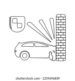 the car crashed into the wall icon. Element of insurance for mobile concept and web apps icon. Thin line icon for website design and development, app development