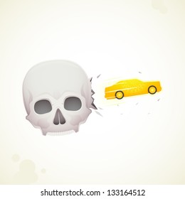car crashes out of the skull