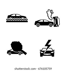Car crashes. Simple Related Vector Icons Set for Video, Mobile Apps, Web Sites, Print Projects and Your Design. Black Flat Illustration on White Background. svg